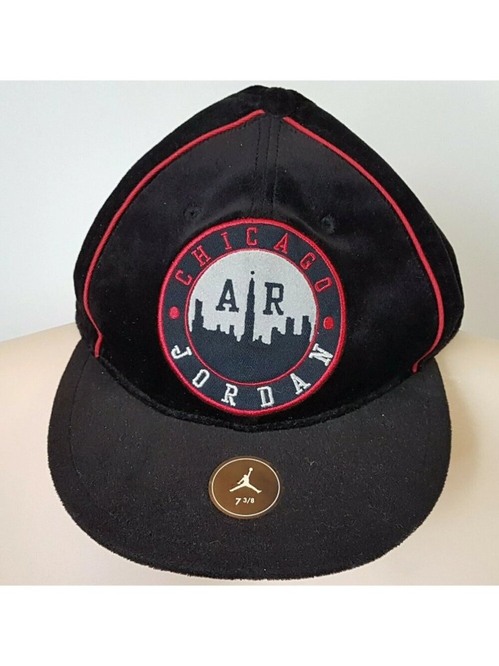 BASEBALL CAP Chicago Air Jordan Hat Black Velvet Six Panel Adult Mens 7 3/8"